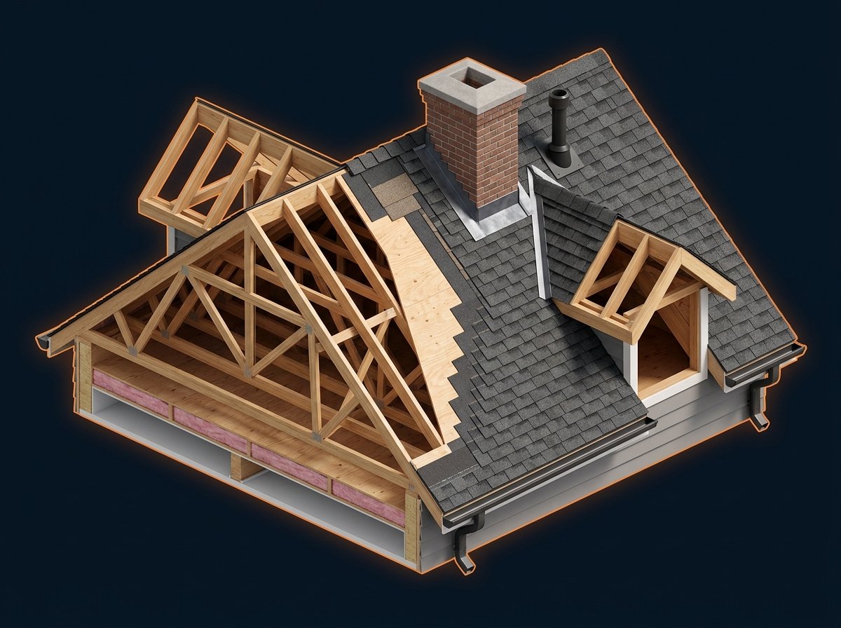 3D Single-Ply TPO and EPDM Roofing Cutaway Model