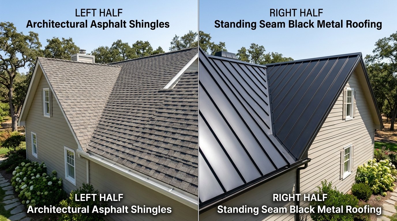 Comparison between architectural shingles and standing seam metal roofing