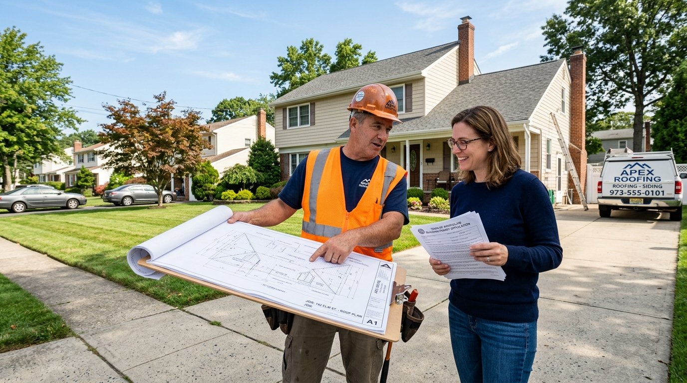 Bridgewater Township NJ roofing permit process infographic