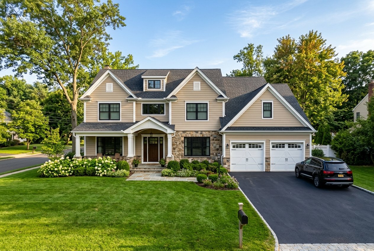 Suburban architectural reroof and gutter apron upgrade in Branchburg, NJ